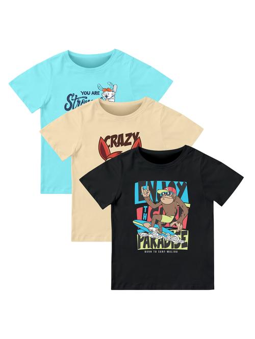 boys pack of 3 front print t-shirt - 21589678 - Very Small Image - 1