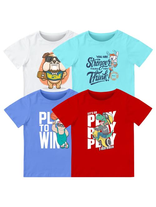 boys pack of 4 front print t-shirt - 21589680 - Very Small Image - 1