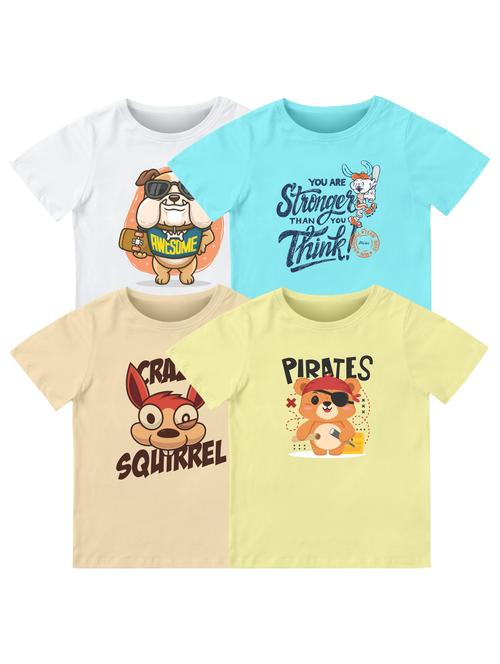 boys pack of 4 front print t-shirt - 21589681 - Very Small Image - 1