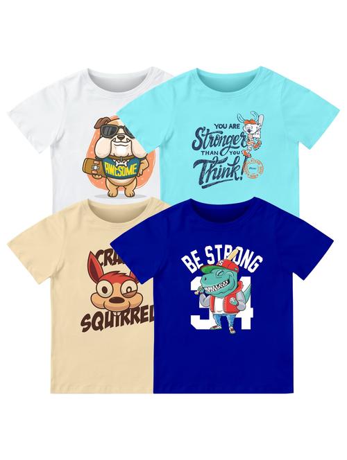 boys pack of 4 front print t-shirt - 21589682 - Very Small Image - 1
