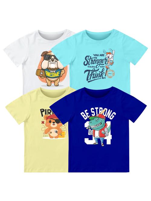 boys pack of 4 front print t-shirt - 21589684 - Very Small Image - 1
