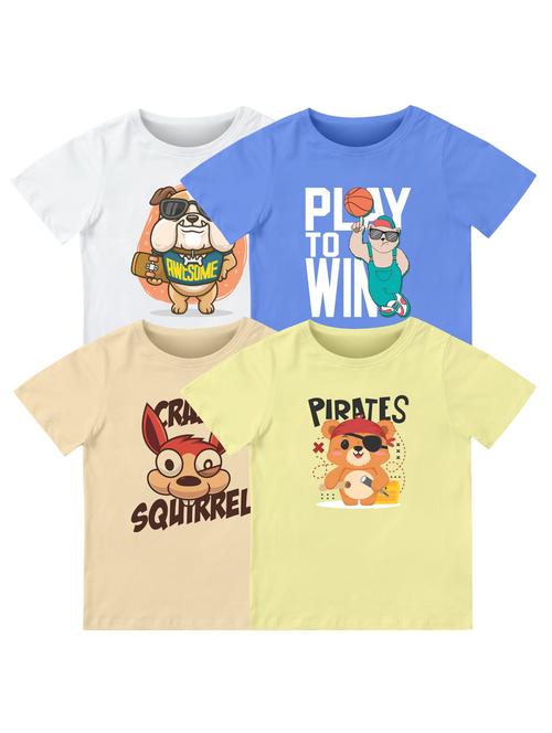 boys pack of 4 front print t-shirt - 21589692 - Very Small Image - 1