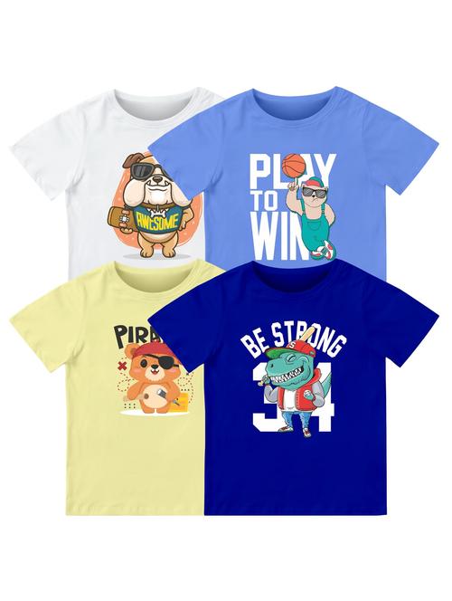 boys pack of 4 front print t-shirt - 21589695 - Very Small Image - 1