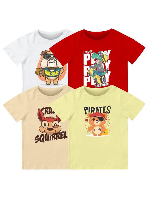 boys pack of 4 front print t-shirt - 21589698 - Very Small Image - 1