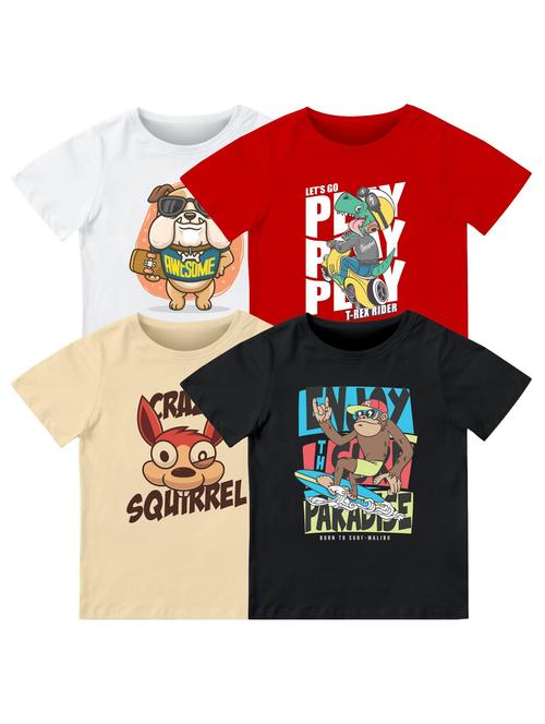 boys pack of 4 printed combo t-shirt - 21589700 - Very Small Image - 1
