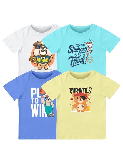 boys pack of 4 front print t-shirt - 21589702 - Very Small Image - 1
