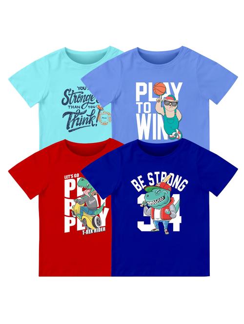 boys pack of 4 front print t-shirt - 21589711 - Very Small Image - 1