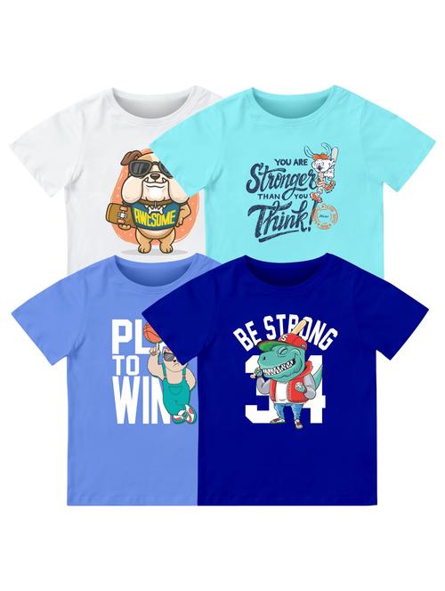 boys pack of 4 front print t-shirt - 21589713 - Very Small Image - 1
