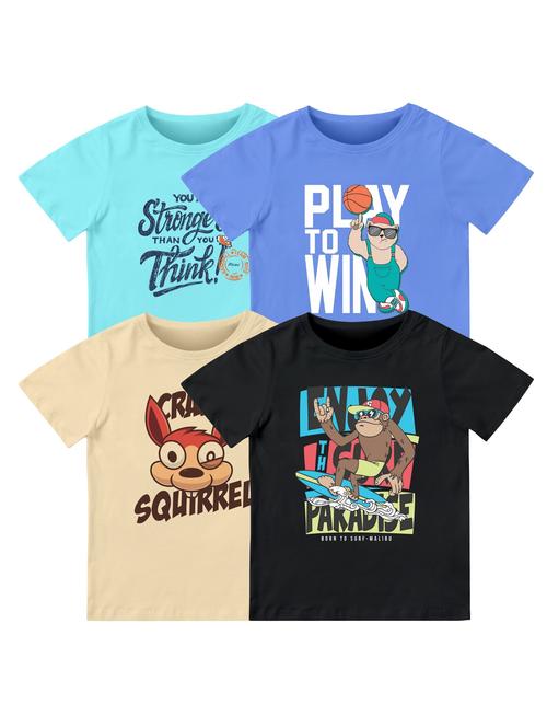 boys pack of 4 printed combo t-shirt - 21589716 - Very Small Image - 1
