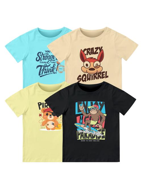 boys pack of 4 front print t-shirt - 21589728 - Very Small Image - 1