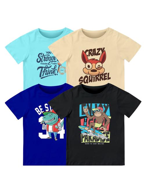 boys pack of 4 front print t-shirt - 21589729 - Very Small Image - 1