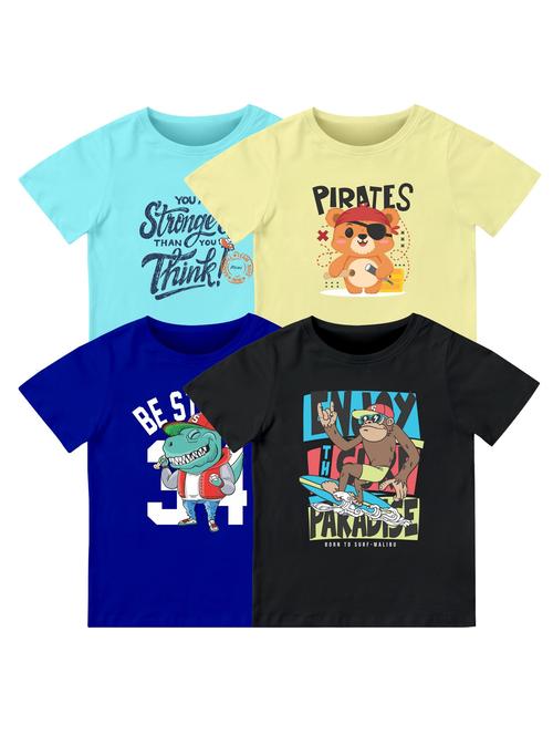 boys pack of 4 front print t-shirt - 21589730 - Very Small Image - 1