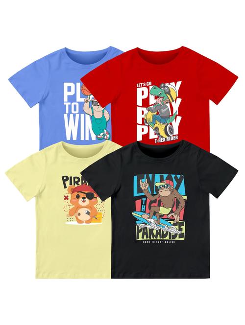 boys pack of 4 printed combo t-shirt - 21589736 - Very Small Image - 1