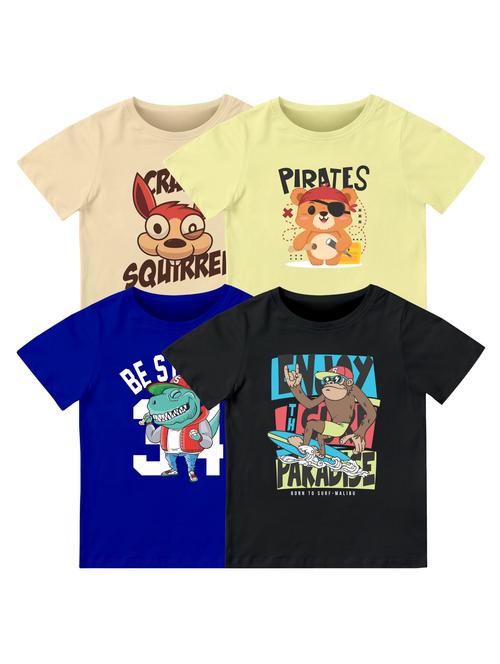 boys pack of 4 front print t-shirt - 21589747 - Very Small Image - 1