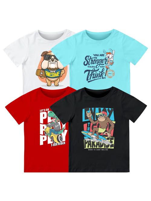 boys pack of 4 front print t-shirt - 21589749 - Very Small Image - 1