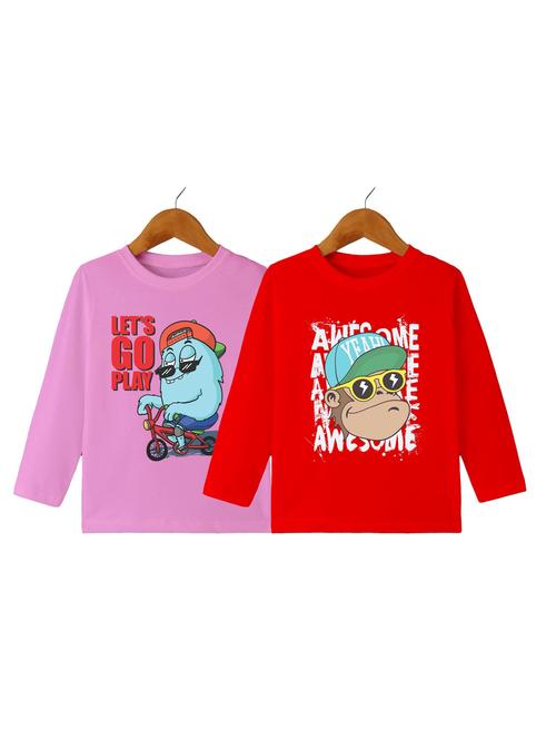boys pack of 2 printed round neck long sleeve t-shirts - 21589763 - Very Small Image - 1