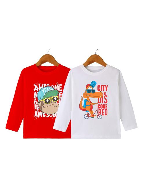 boys pack of 2 printed round neck long sleeve t-shirts - 21589768 - Very Small Image - 1