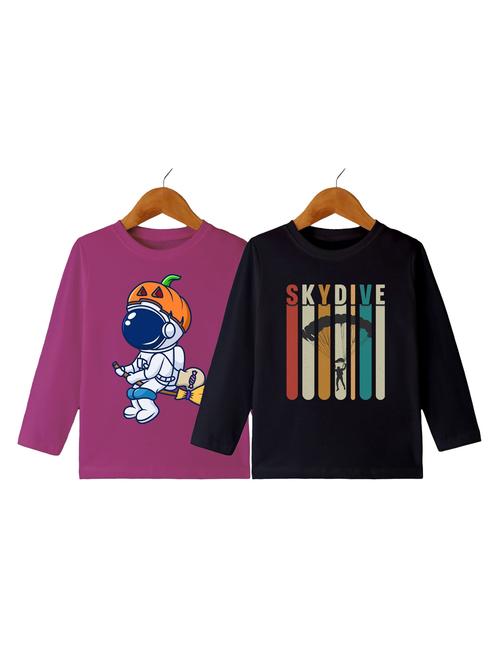 boys pack of 2 printed round neck long sleeve t-shirts - 21589782 - Very Small Image - 1