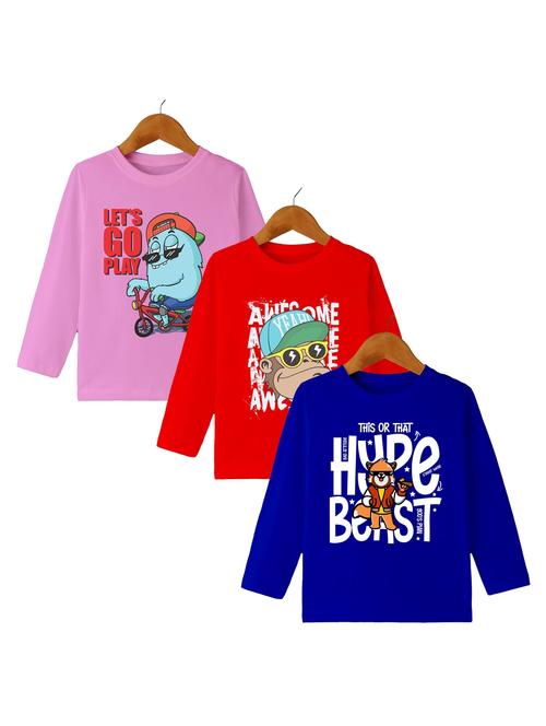 kids pack of 3 round neck t-shirt - 21589816 - Very Small Image - 1