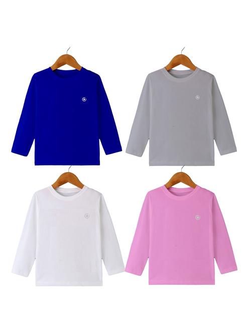 boys pack of 4 plain round neck long sleeve t-shirts - 21589959 - Very Small Image - 1