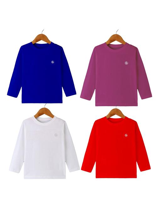 boys pack of 4 plain round neck long sleeve t-shirts - 21589967 - Very Small Image - 1