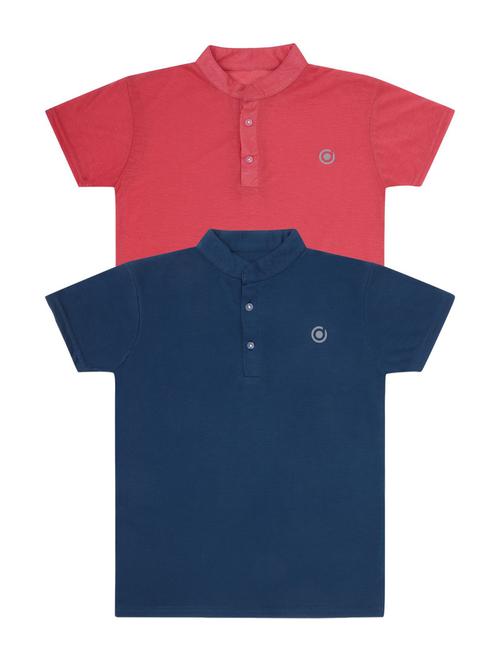 boys pack of 2 plain mandarin neck short sleeve t-shirts - 21590008 - Very Small Image - 1