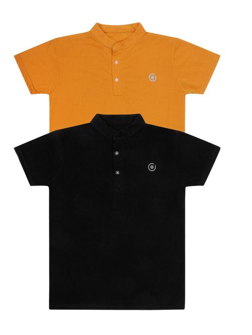 boys pack of 2 plain mandarin neck short sleeve t-shirts - 21590036 - Very Small Image - 1