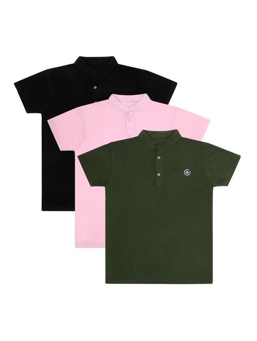 kids pack of 3 henley neck t-shirt - 21590064 - Very Small Image - 1