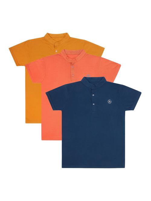 boys pack of 3 plain mandarin neck short sleeve t-shirts - 21590083 - Very Small Image - 1