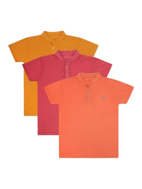 boys pack of 3 plain mandarin neck short sleeve t-shirts - 21590124 - Very Small Image - 1