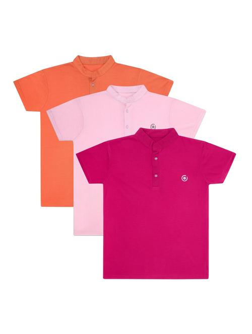 boys pack of 3 plain mandarin neck short sleeve t-shirts - 21590136 - Very Small Image - 1
