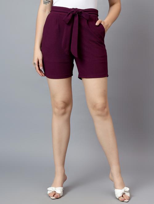 women solid mid rise tailored shorts - 21590960 - Very Small Image - 1
