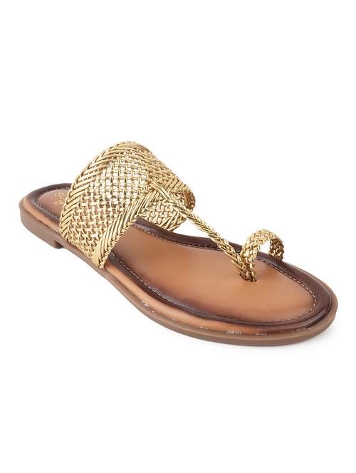 women gold slip on sandal - 21591380 - Very Small Image - 1
