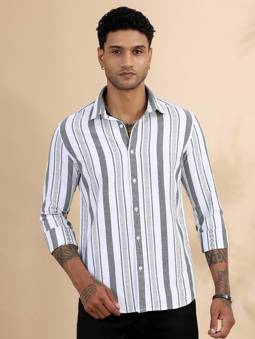 men regular fit striped casual shirt - 21591871 - Very Small Image - 1
