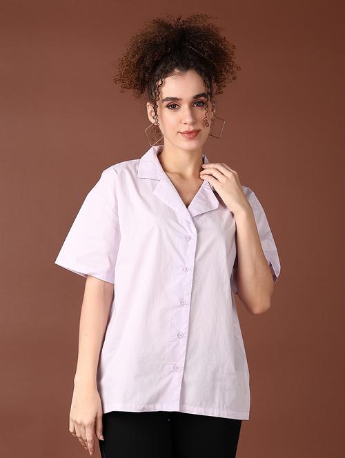 women lavender solid short sleeve shirt - 21593524 - Very Small Image - 1