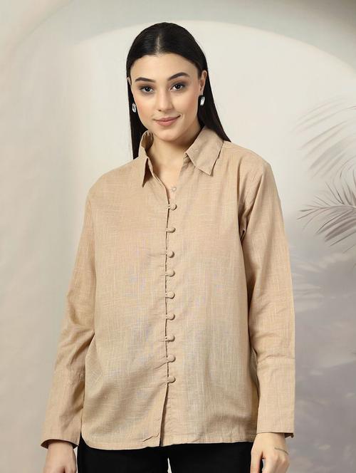 women khaki solid regular shirt - 21594842 - Very Small Image - 1