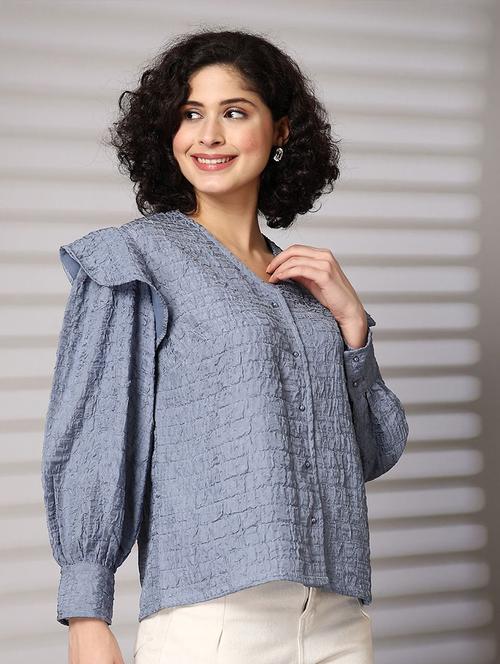 women self design puff sleeves shirt - 21594878 - Very Small Image - 1