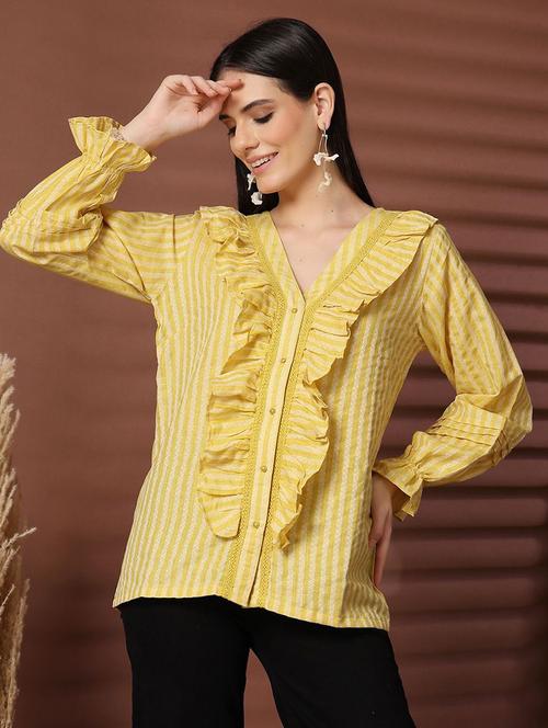 women long sleeve stripes regular shirt - 21594882 - Very Small Image - 1