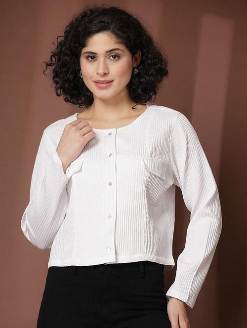 women white solid crop shirt - 21594888 - Very Small Image - 1