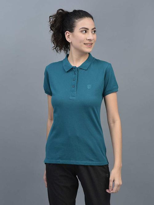 women solid short sleeve regular fit polo t-shirt - 21595590 - Very Small Image - 1