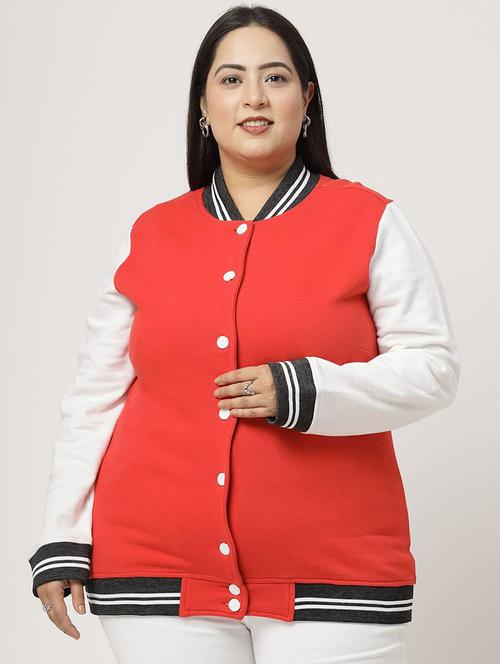 women color block long sleeves plus size jacket - 21595778 - Very Small Image - 1