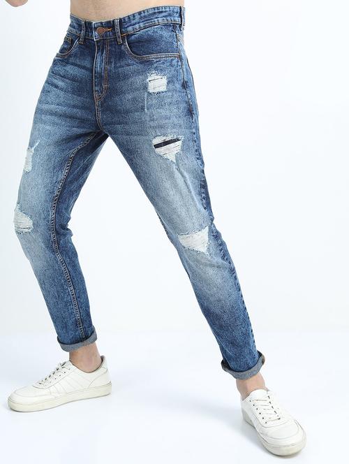men distressed slim fit mid rise jeans - 21596181 - Very Small Image - 1