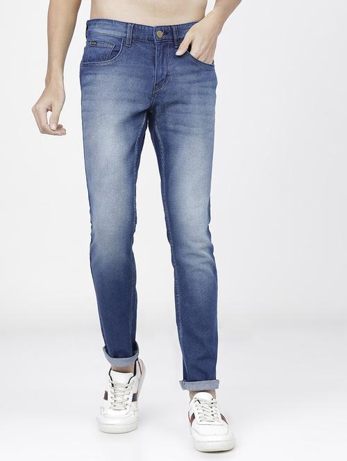 men plain slim fit mid rise jeans - 21596248 - Very Small Image - 1