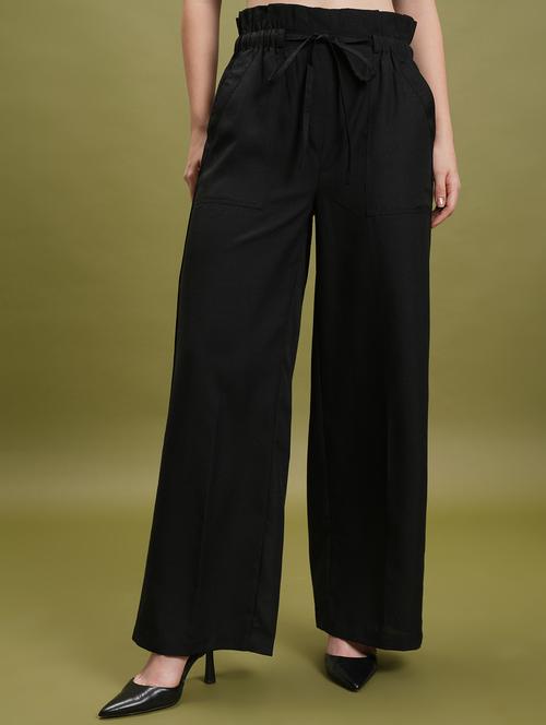 women black solid wide leg trouser - 21596398 - Very Small Image - 1