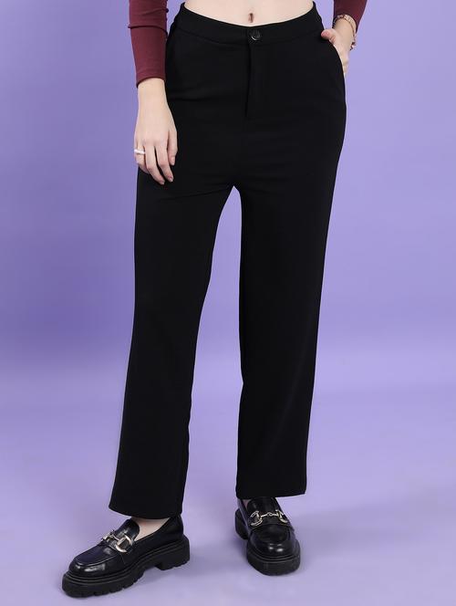 women black solid tailored pant - 21596417 - Very Small Image - 1