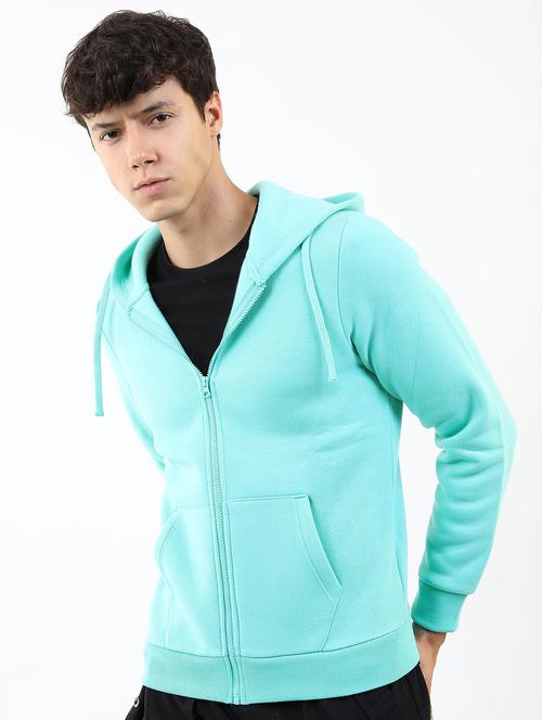 men solid zipper hooded sweatshirt - 21596443 - Very Small Image - 1