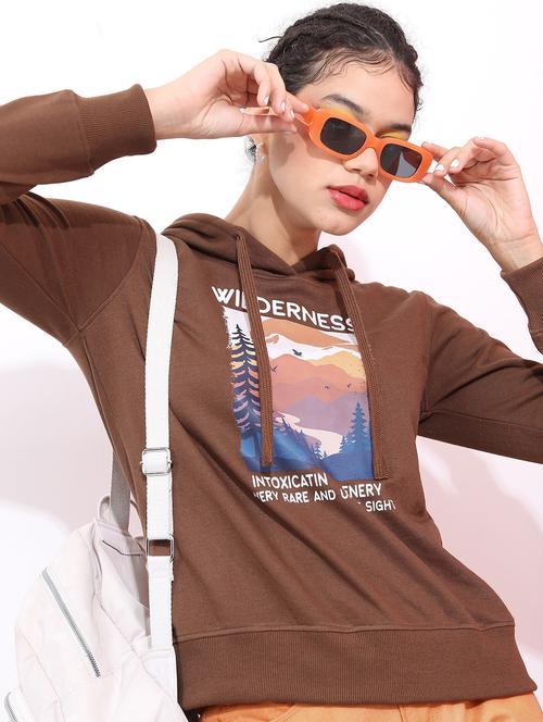 women long sleeve front print sweatshirt - 21596554 - Very Small Image - 1