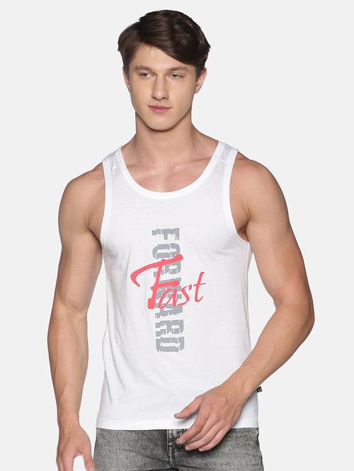 men front print cotton vest - 21597355 - Very Small Image - 1