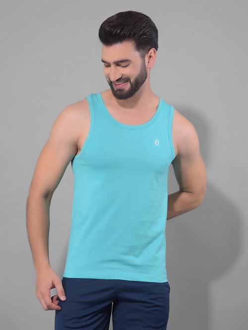 men blue back printed round neck vest - 21597370 - Very Small Image - 1