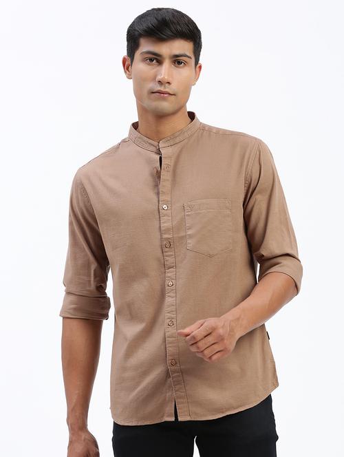 men long sleeves solid casual shirt - 21597471 - Very Small Image - 1